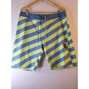 VOLCOM SLINGERS Swim Trunks Men 36 Board Shorts Striped Swimwear Lifeguard Beach